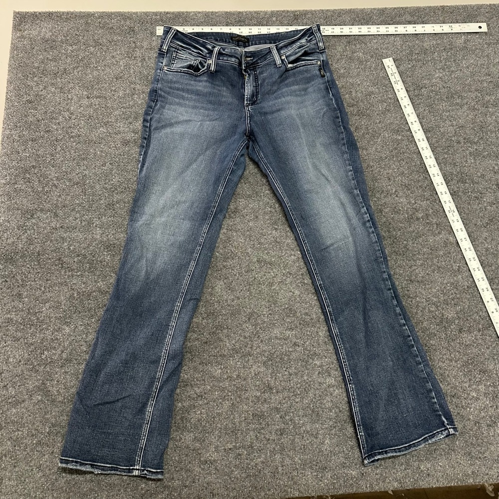 Silver Jeans Elyse Slim Boot Womens Size 33 Blue Viscose Mid Rise Denim Pants